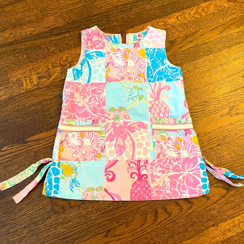 Vintage Lilly Pulitzer Palm Beach Patch Print Shift Dress Kids Size 3T